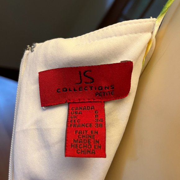 JS Collections Petite Size 6 Floral Cocktail dress with spaghetti straps & scarf - Picture 3 of 15